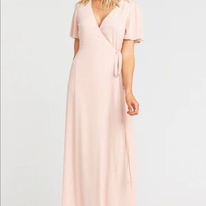 Show me your mumu Noelle flutter wrap dress in dusty pink